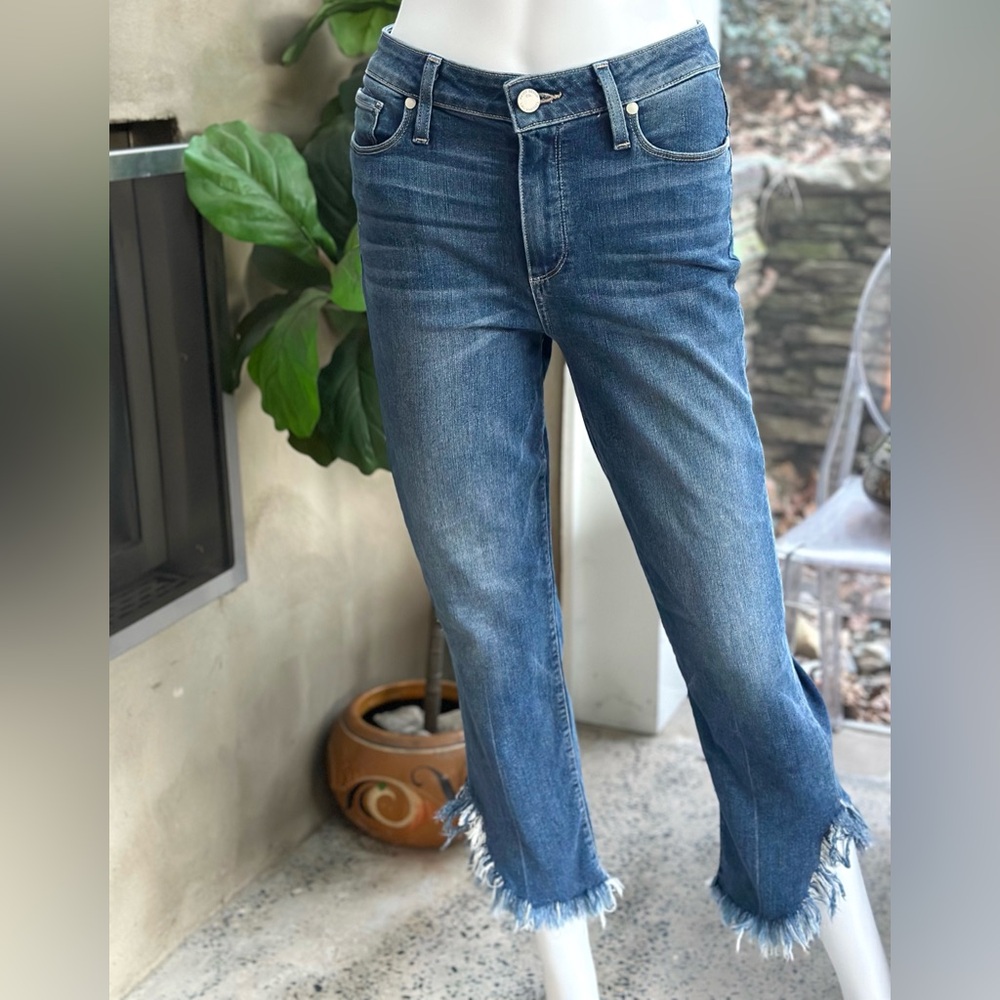 Paige Hoxton Straight Ankle Jean Frayed Whiskered Ankle Size 28